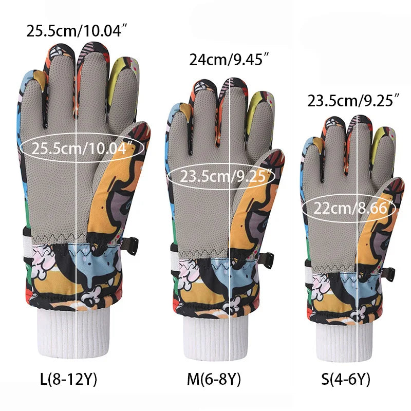 Fashion Children Ski Gloves Waterproof Kids Mittens