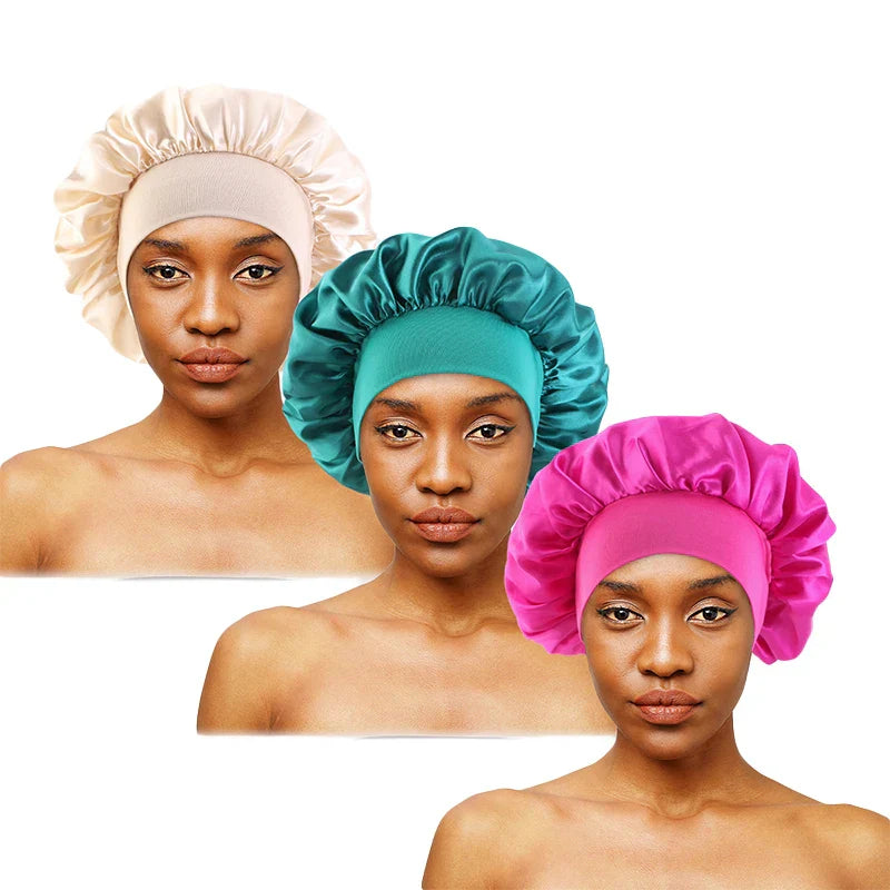 3PCS/LOT Women Satin Sleeping Hat Adjust Head Cover