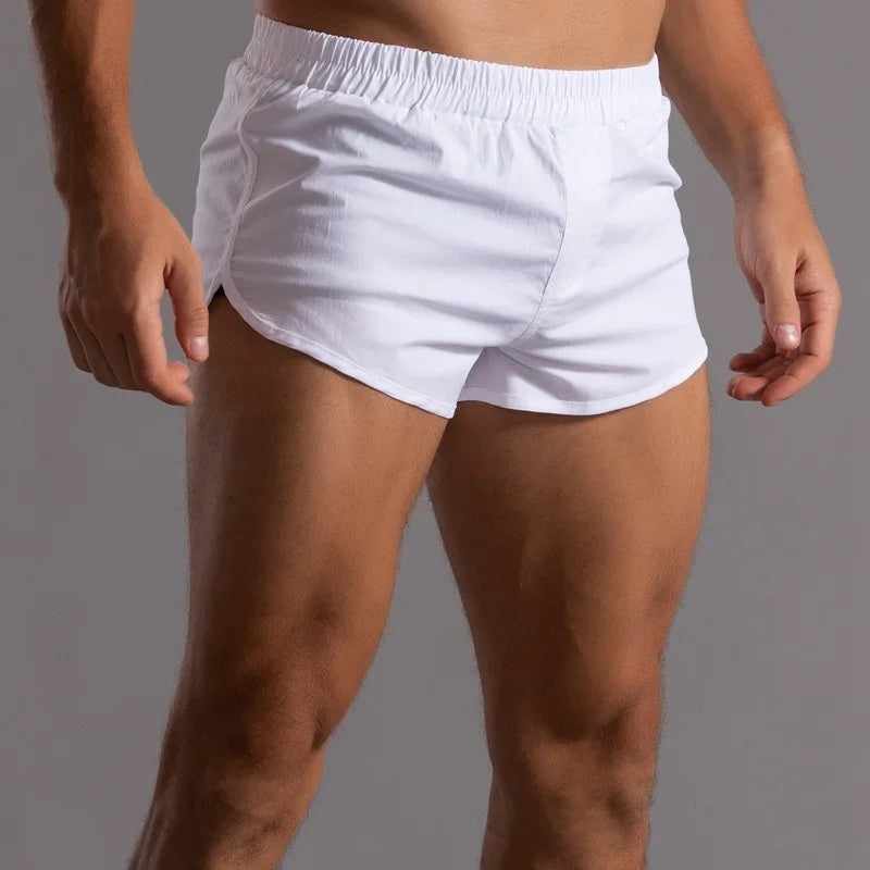 Mens Cotton Boxer Shorts Round Hem Sexy Home