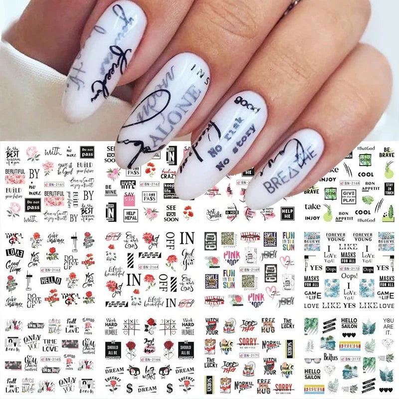 12 Designs Nail Stickers Set Mixed Floral Geometric
