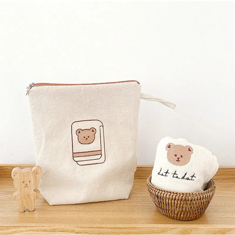 7pcs/set Fashion Baby Diaper Bags Cartoon Bear Portable