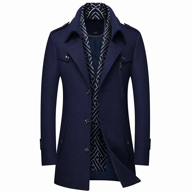 Winter Men Wool Coats New Fashion Middle Long