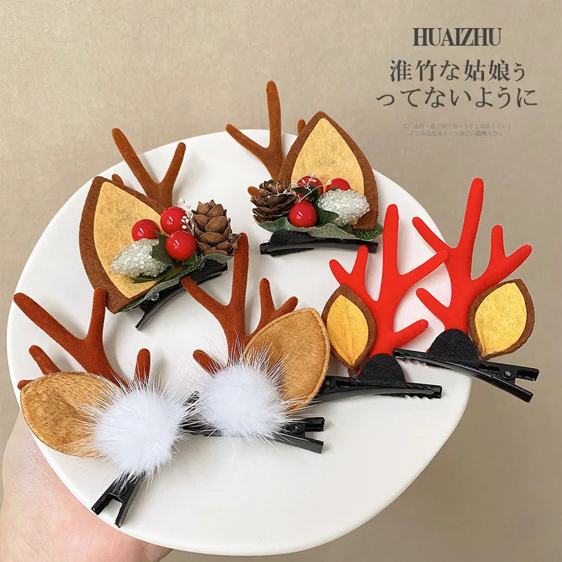 2pcs Pack Cute Reindeer Ears Hair Clip Classic