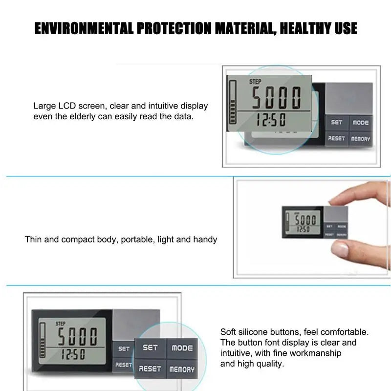 Portable Pedometer With LED Display Calorie Kilometer Counter