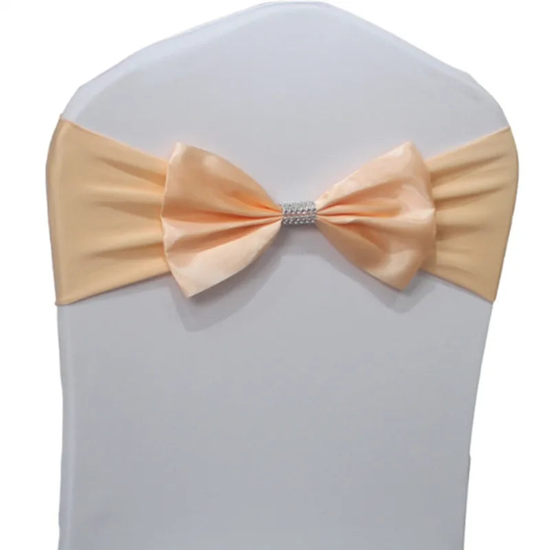 10pcs/50pcs Free Tie Wedding Satin Chair Sash Elastic