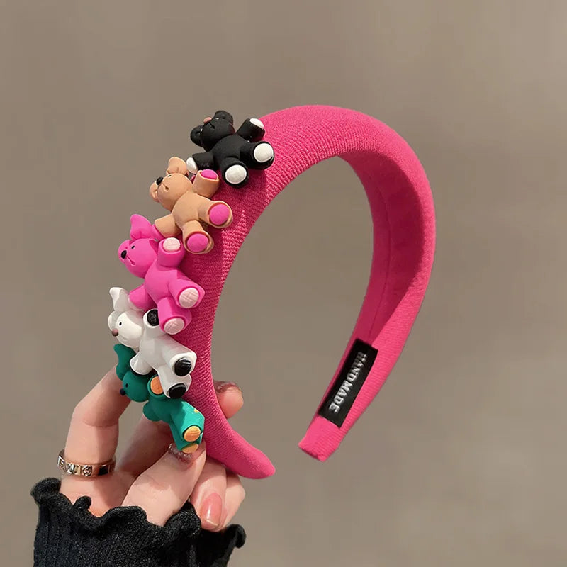 Korean Colorful Bear Headband Girl Cartoon Headwear Kids