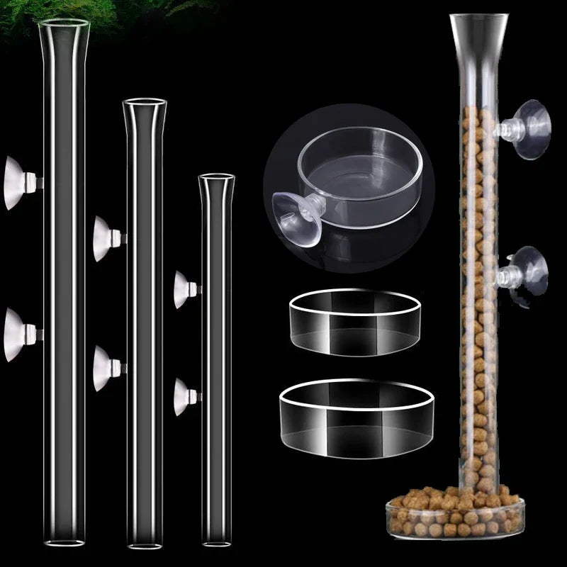 Aquarium Feeding Tube Dish Clear Glass Fish Tank