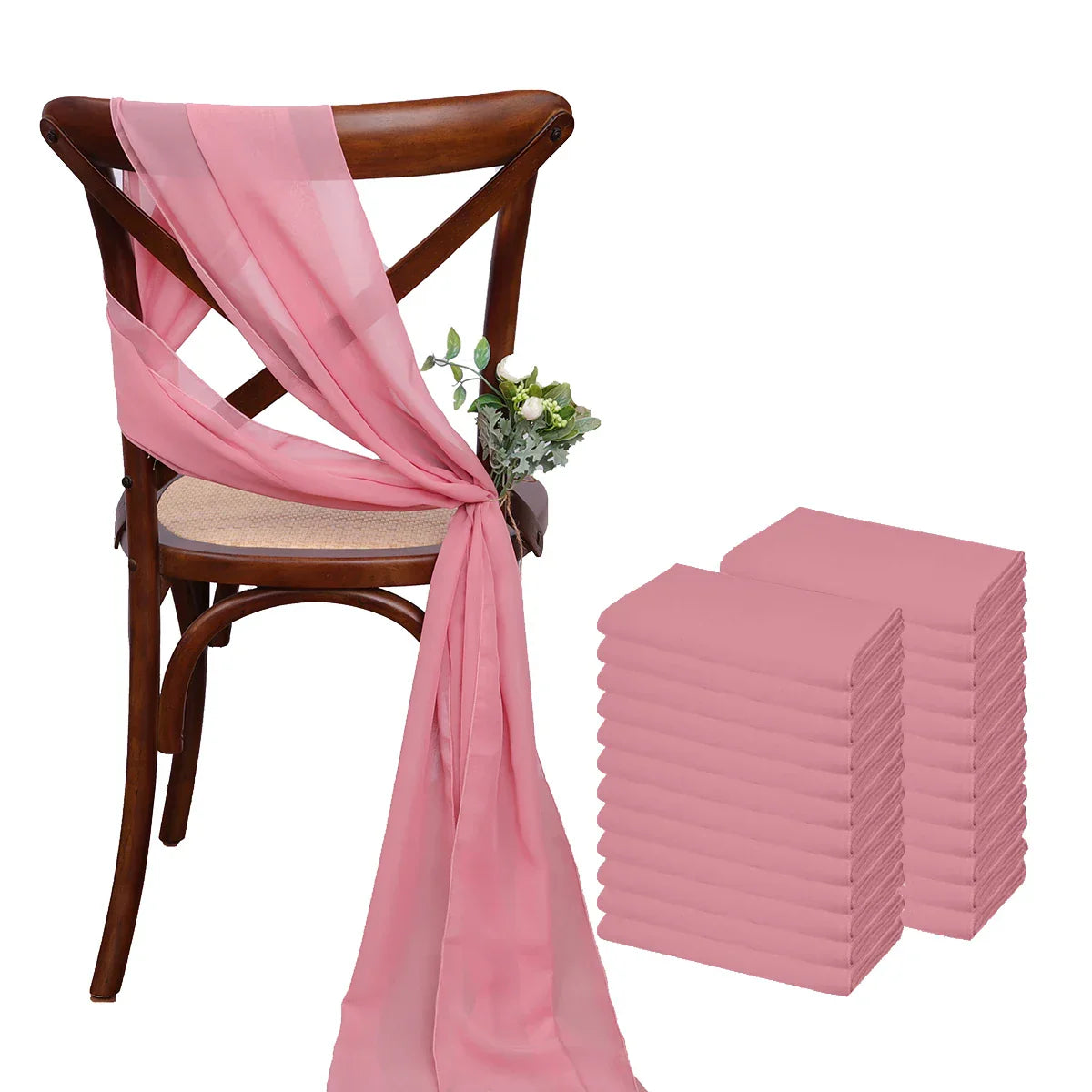 24 Pcs 17x275cm Christmas green Chiffon Chair Sashes