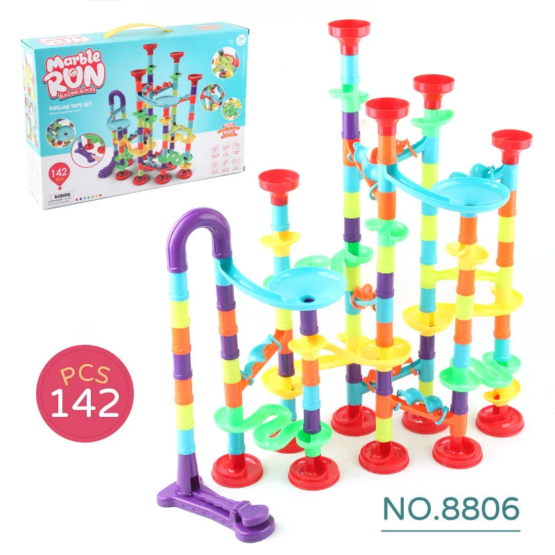 29-197pcs Set DIY Construction Marble Run Race Track