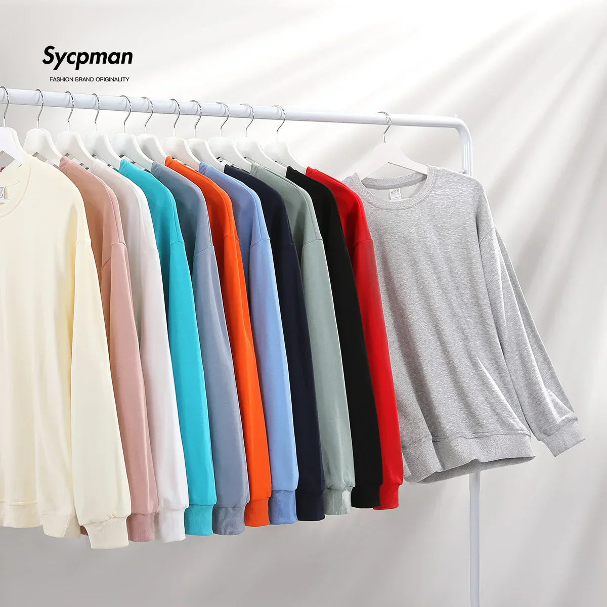 10.6oz 300gsm Cotton Pullover Sweater Men Solid Color