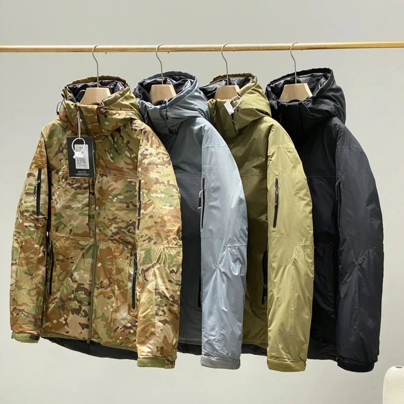 Thickened Men's Down Jackets Hooded Windproof Outdoor Warmth