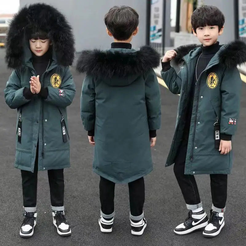 Winter Boys Thicken Long Jackets For kids 4-16Y