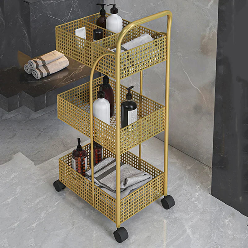 Utility Bathroom Cabinets Trolley Storage Bookcase Metal Basket