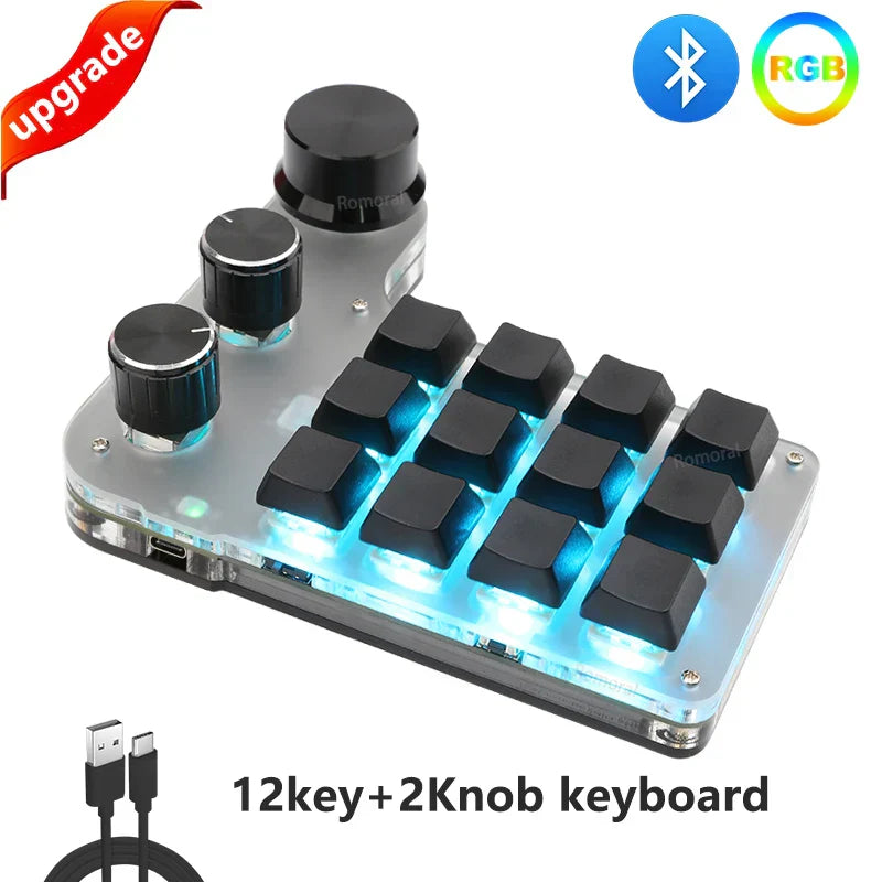 Macro Programming Keyboard Bluetooth USB Backlit 2.4G Wireless