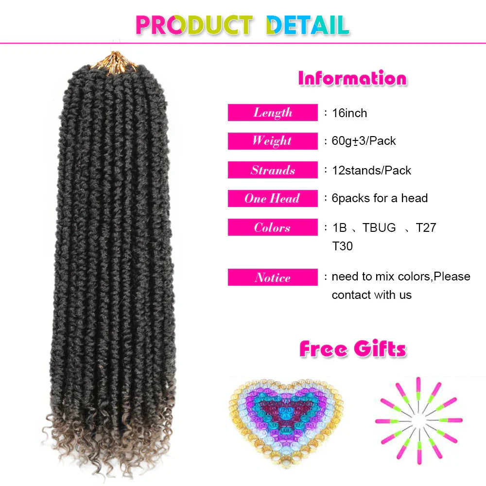 Jumbo Twist Hair 16 Inch Pre twisted Passion
