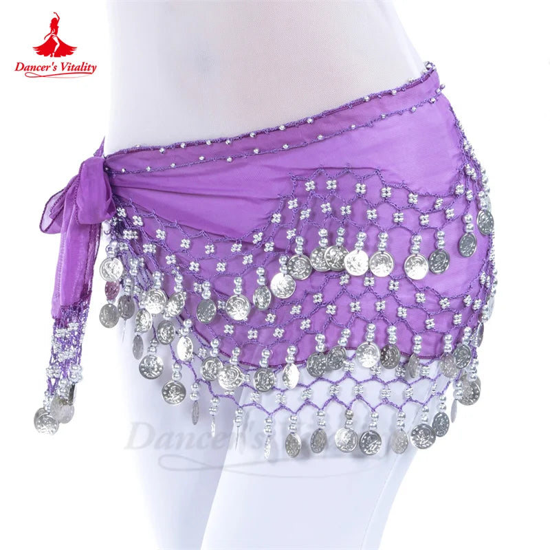 Belly Dance Belt for Women Chiffon Gold Coines