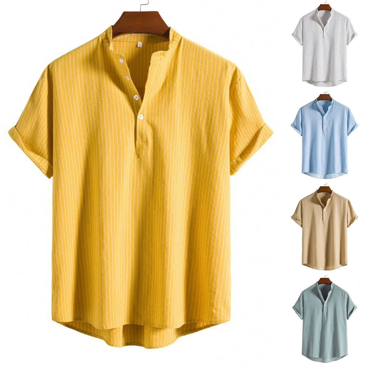 Men's Casual Blouse Cotton Linen Shirt Loose Tops