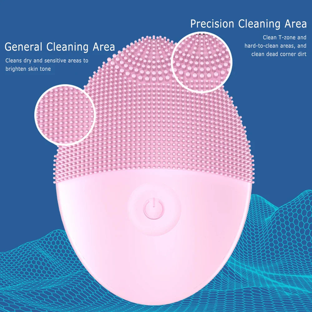 1/2PCS Electric Facial Cleansing Brush Silicone Ultrasonic Vibration