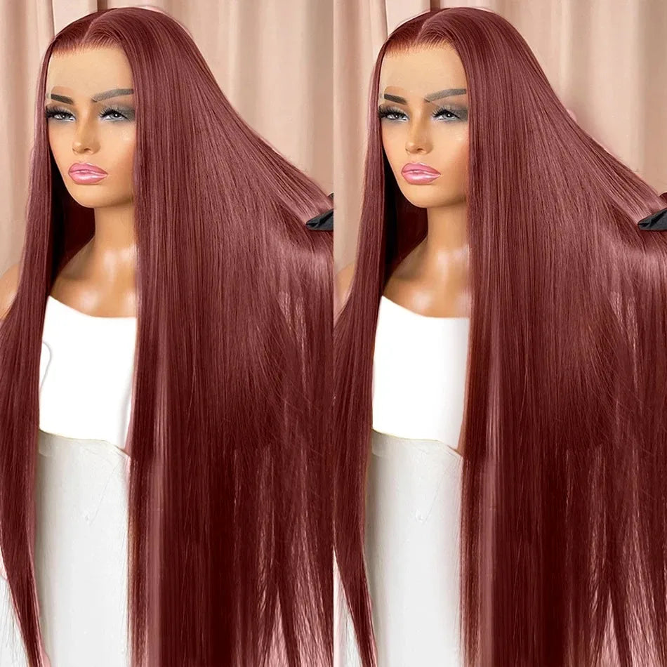 Reddish Brown Lace Front Human Hair Wigs Pre