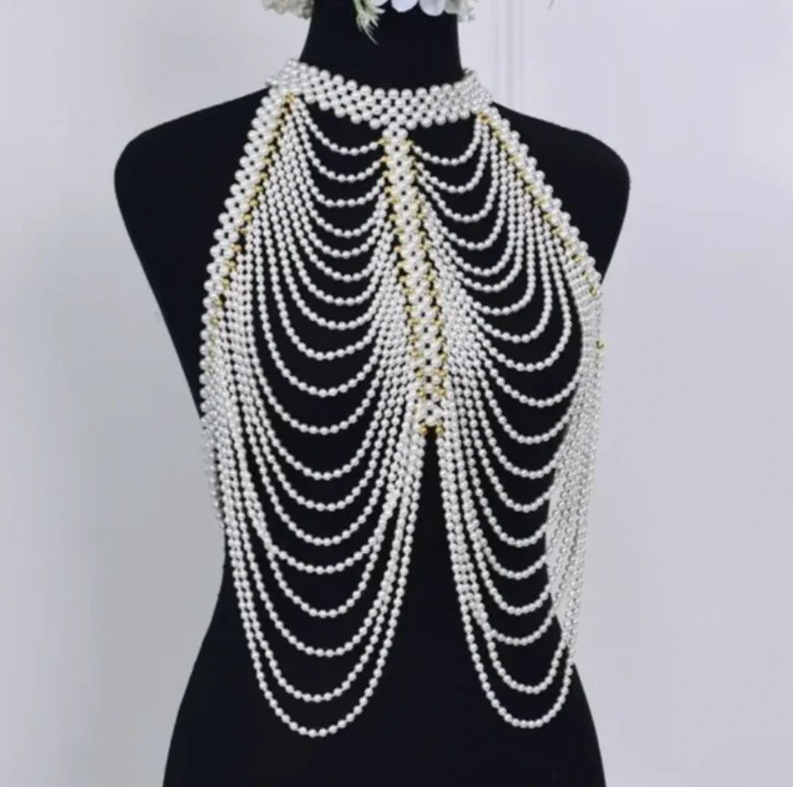 Body Chain Jewelry Pearl Sexy Beaded Collar Shoulder