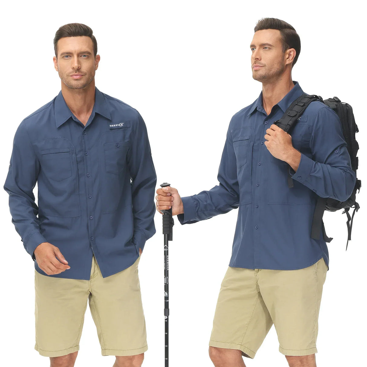 Men's Fishing Shirts Casual Cargo Hiking Shirt Long
