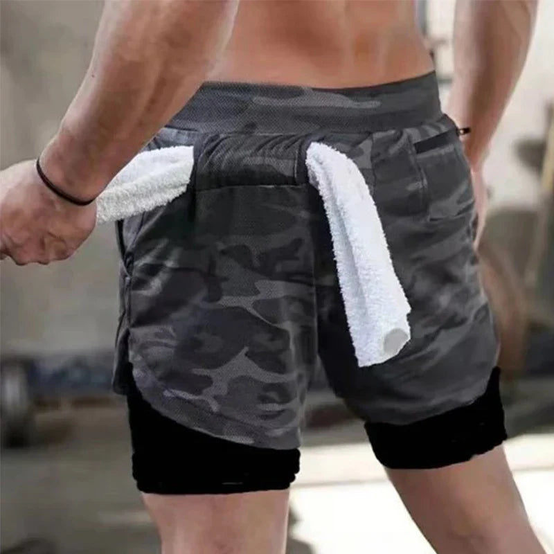 Summer Men Quick-Dry Sports Gym Running Shorts Breathable