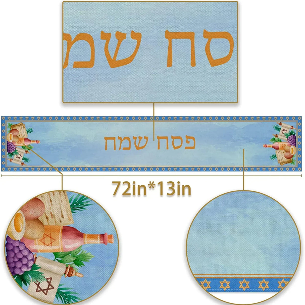 Passover Linen Table Runner Pesach Seder Matzoh Red