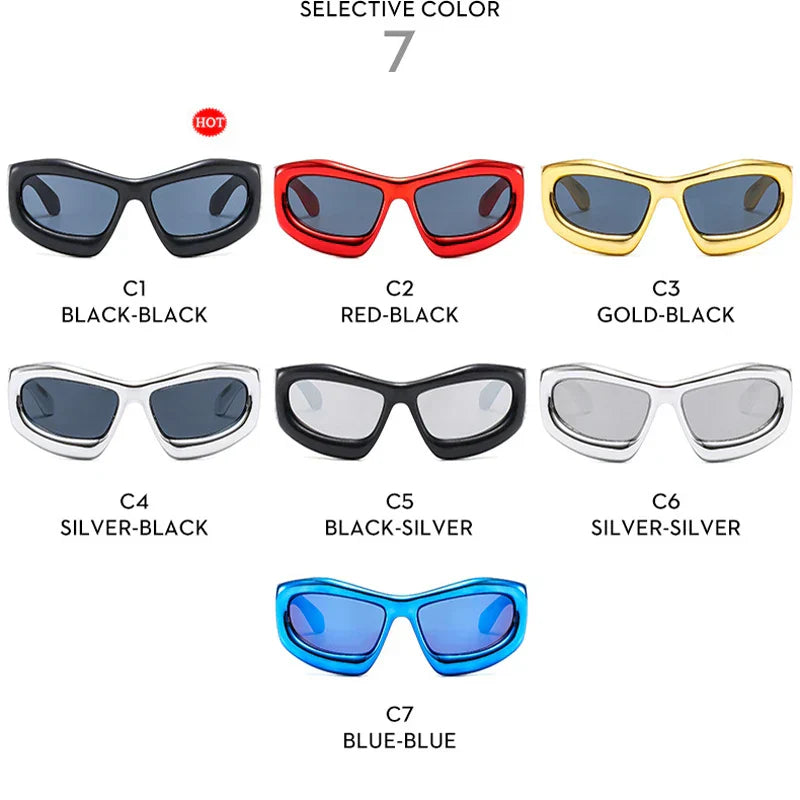 Fashion Y2K Cyberpunk Sunglasses Women Men UV400 Red