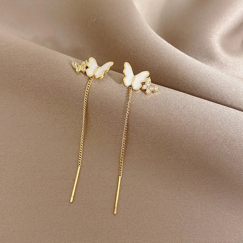 2023 Simple Cross Long Chain Tassel Drop Earrings