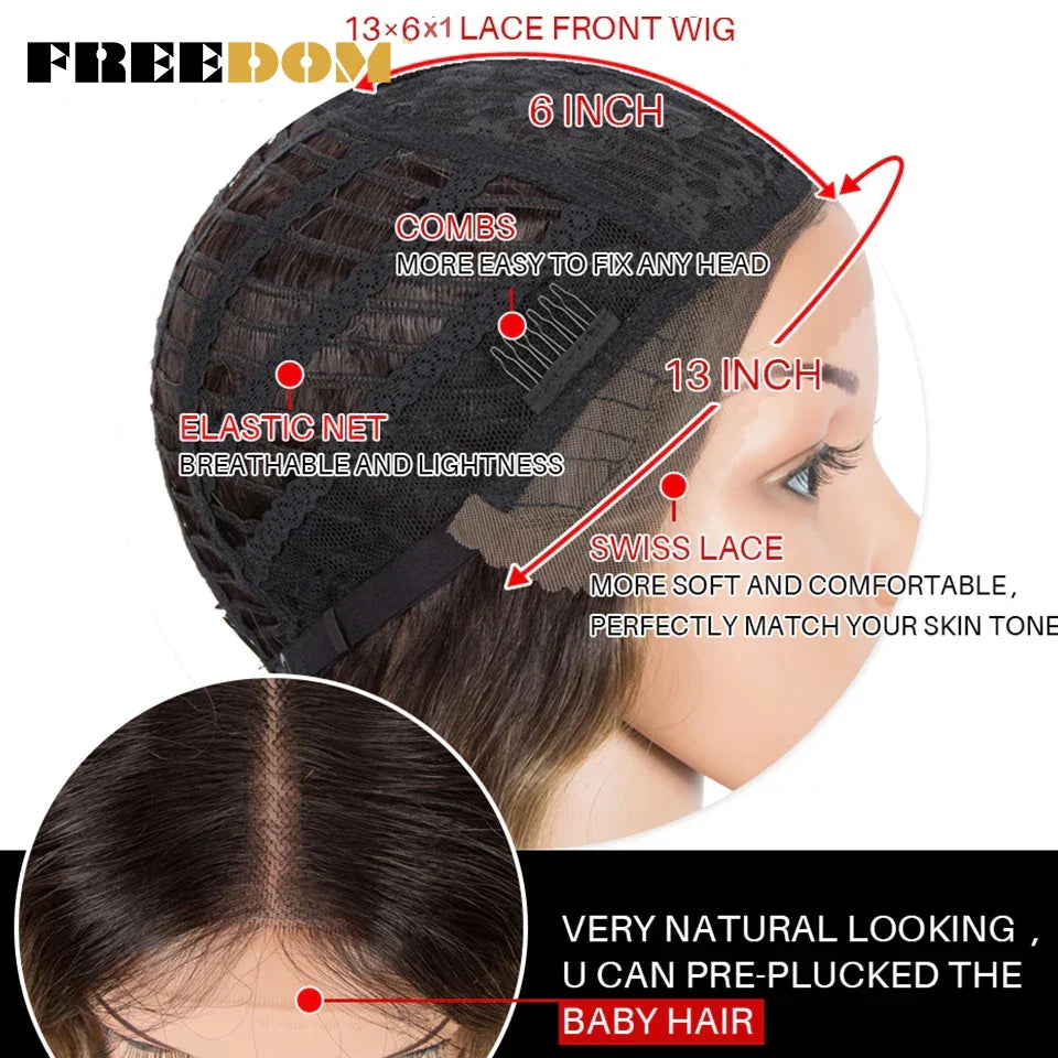 FREEDOM Synthetic Lace Wig Long Deep Wavy Ombre