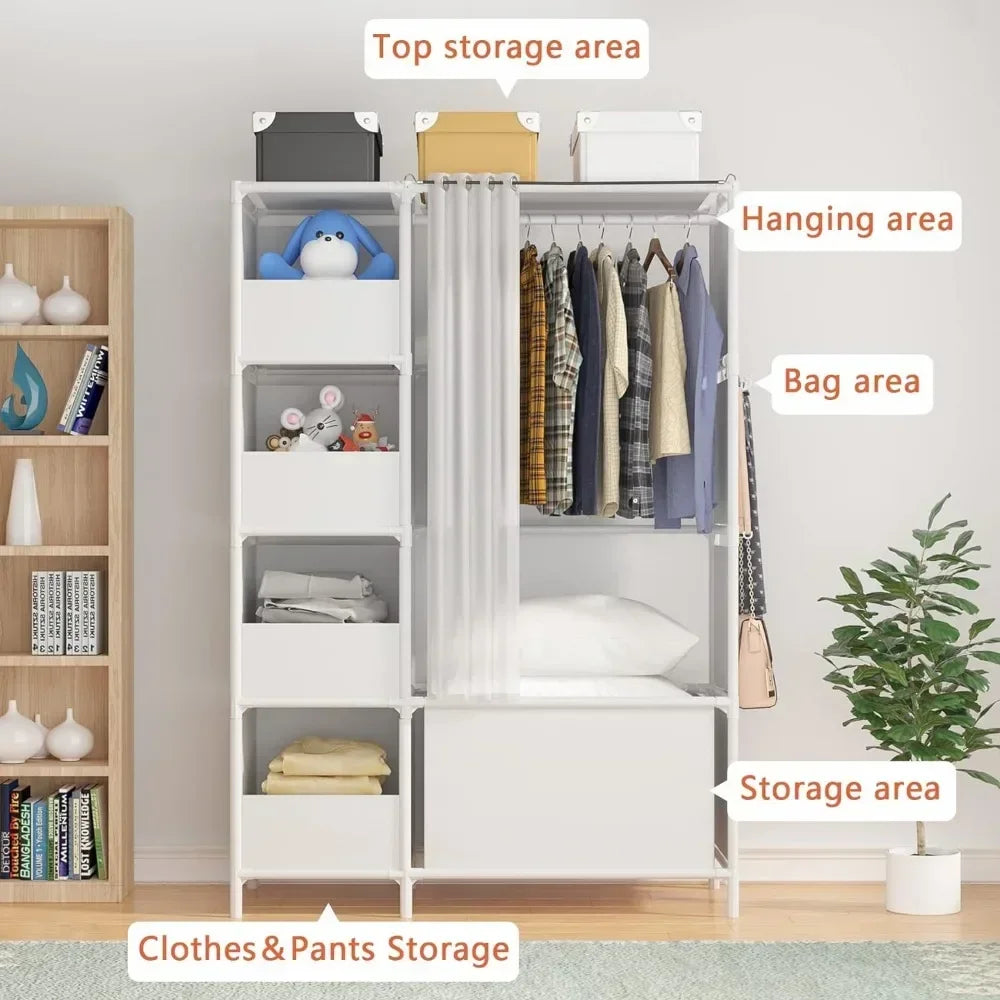 Portable Wardrobe Storage Closet, Clothes Storage Cabinet with