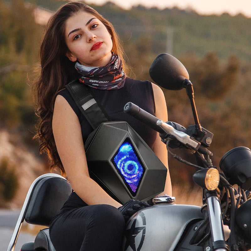 LED Smart Display Men Chest Bag Motorcycle Cycling