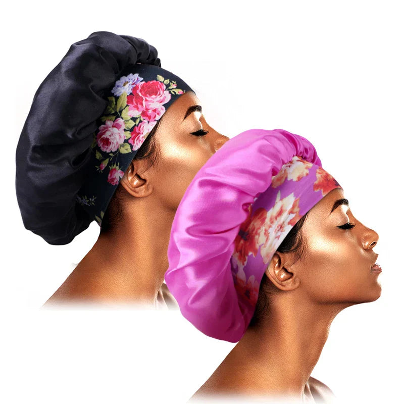 2PCS/LOT Women Fashion Printed Nightcap Wide Edge Beanie