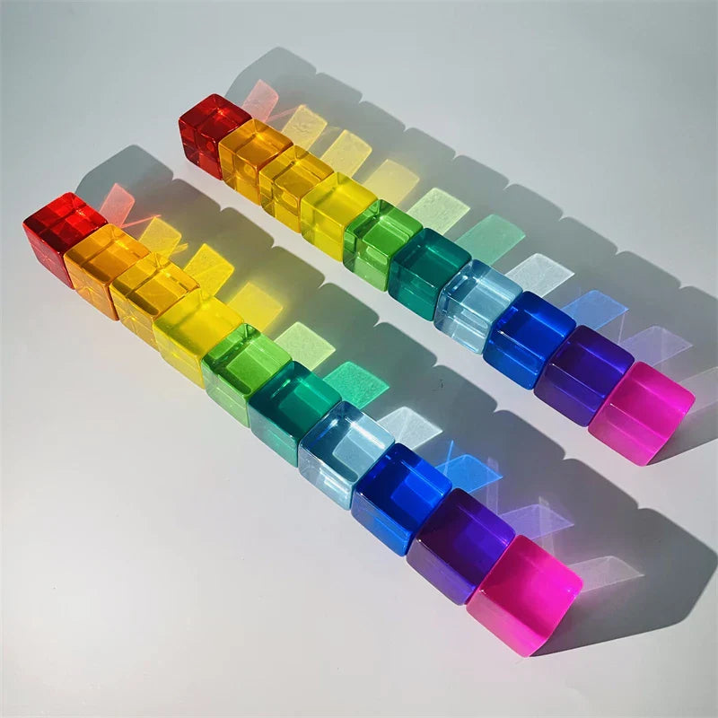 Acrylic Cubes Rainbow Gem Blocks Transparent Stacking Toys