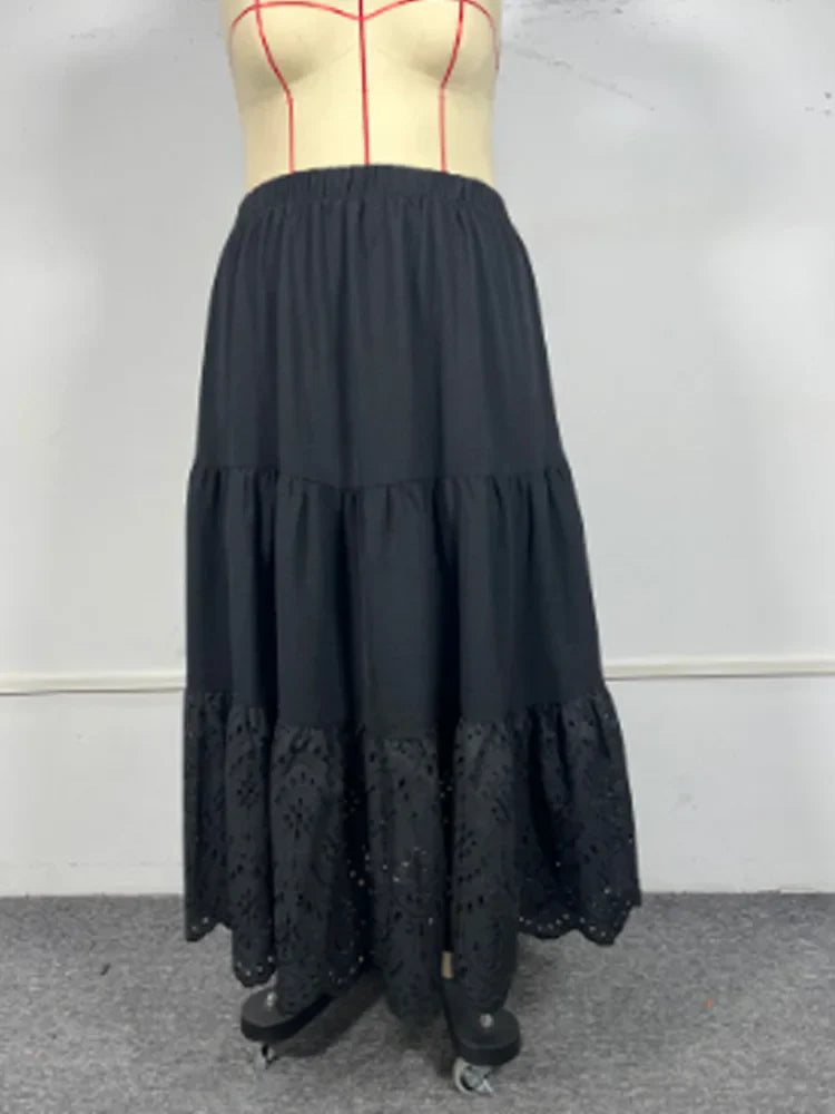 GIBSIE Plus Size Hollow out Scallop Hem Ruffled