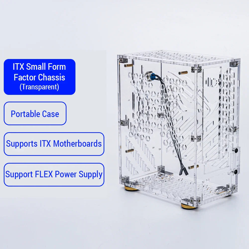 Portable Small Computer Case Plexiglass Shell Compact PC