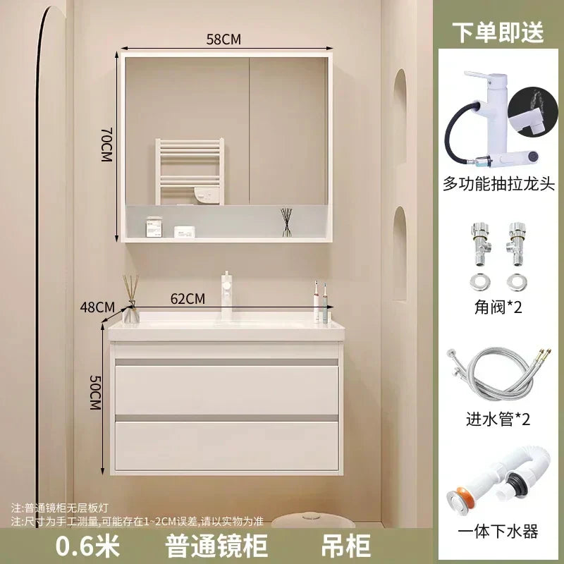 Washbasin Mirror Drawer Wall White Bathroom Cabinets Vanity