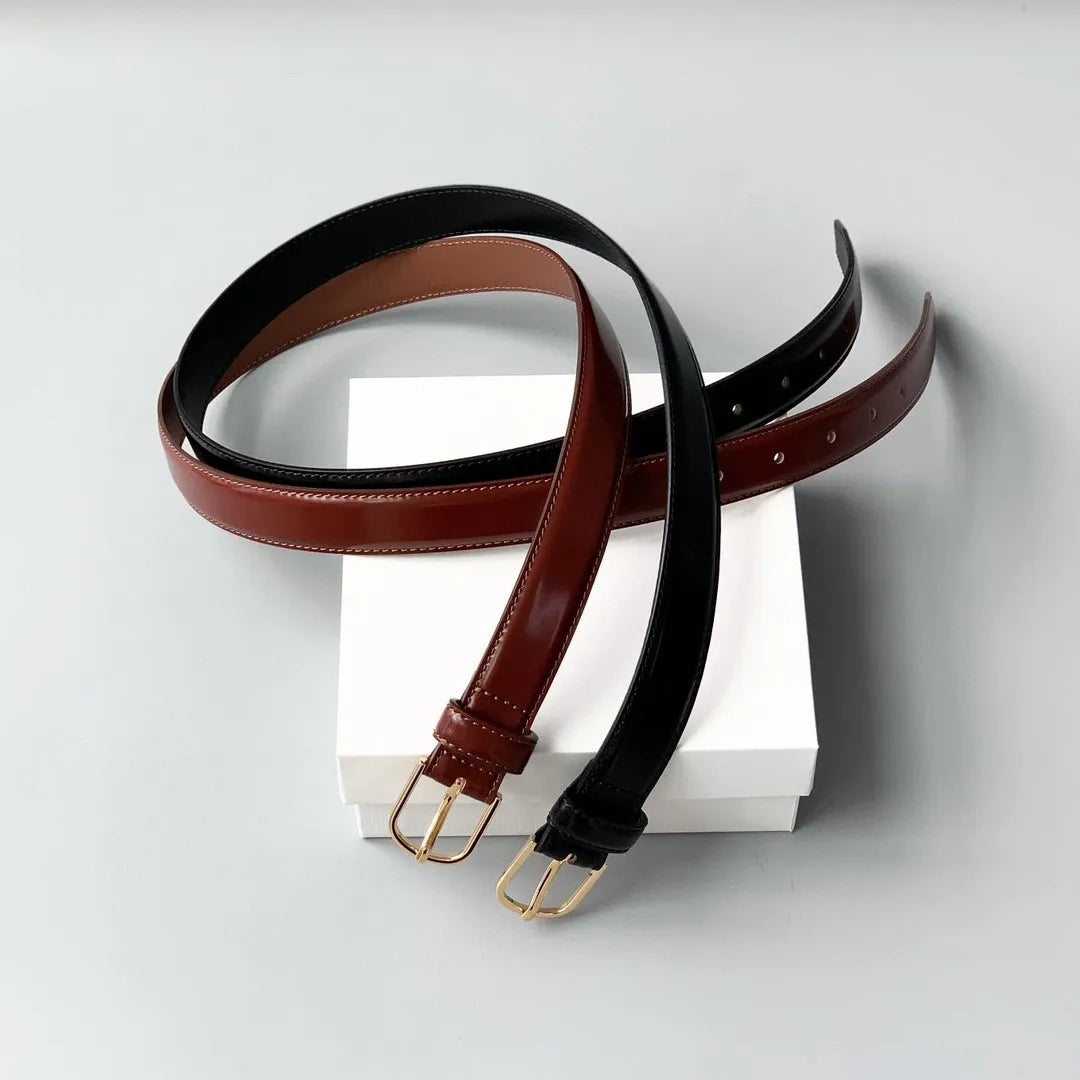 women' s solid color belt red black