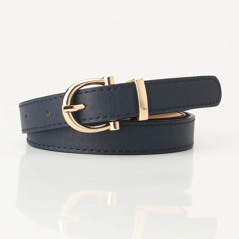 2023 Women Belts New PU Leather Simple Metal