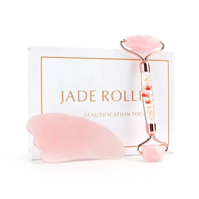 Natural Jade Roller Gua Sha Set Massager for