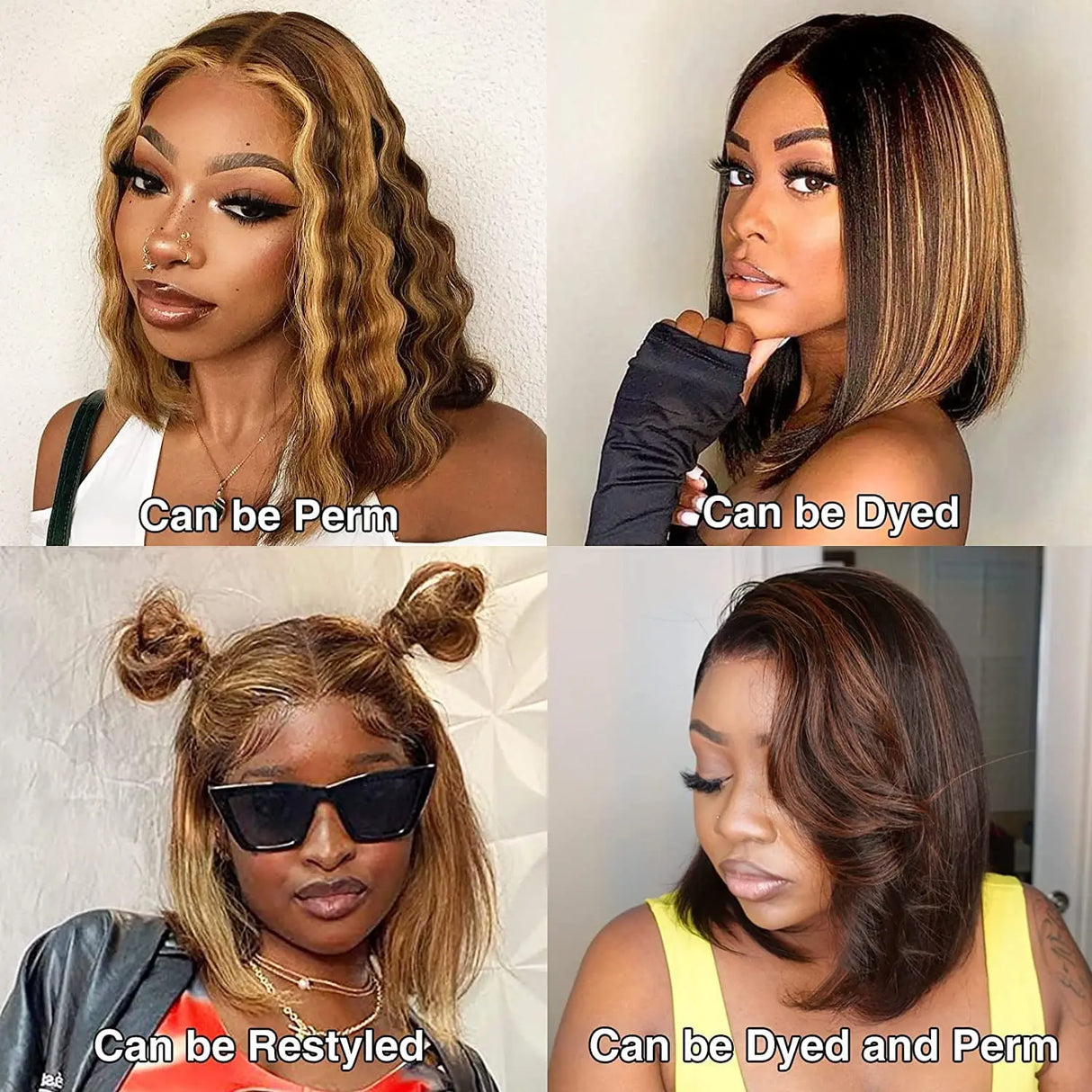 Highlight Honey Blonde Lace Front Wig Human Hair Ombre P4/27 HD Lace Frontal Bob Wigs Human Hair Glueless Ombre Brown Wig 180%