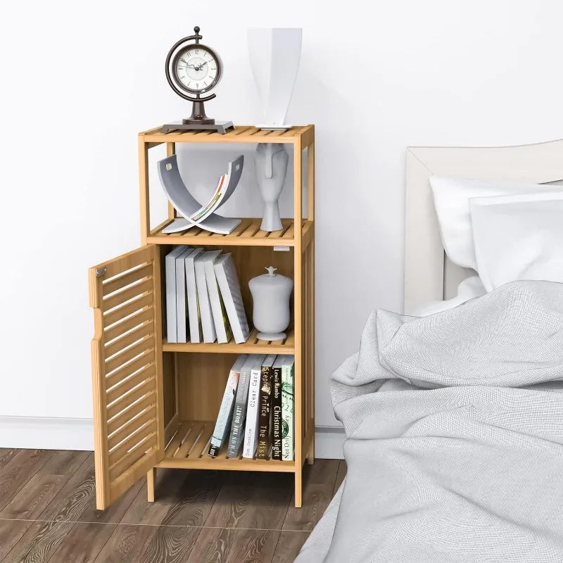 Purbambo Bathroom Bamboo Storage Cabinet, Freestanding Floor Cabinet