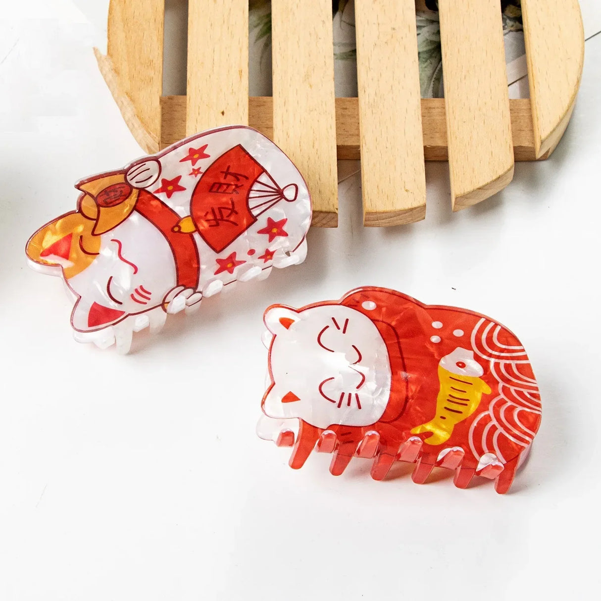 Muweordy New Fortune Cat Hair Clips Cartoon Claw