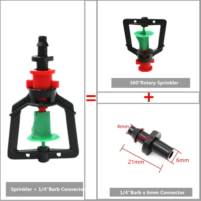 100pcs Greenhouse Gardening Rotary Atomization Sprinkler With 1/4"