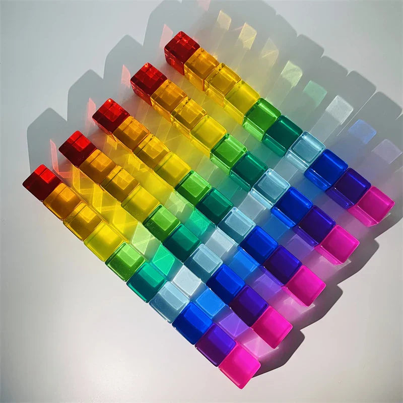 Acrylic Cubes Rainbow Gem Blocks Transparent Stacking Toys