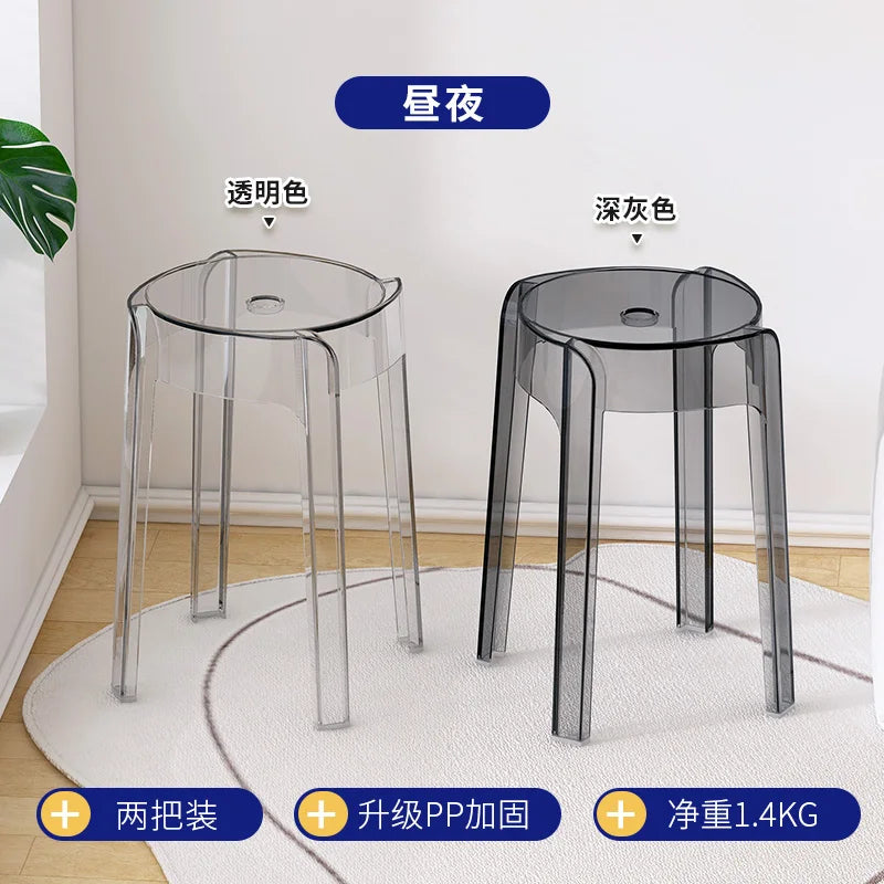 Transparent Plastic Stool Household Thickened Acrylic High Stool