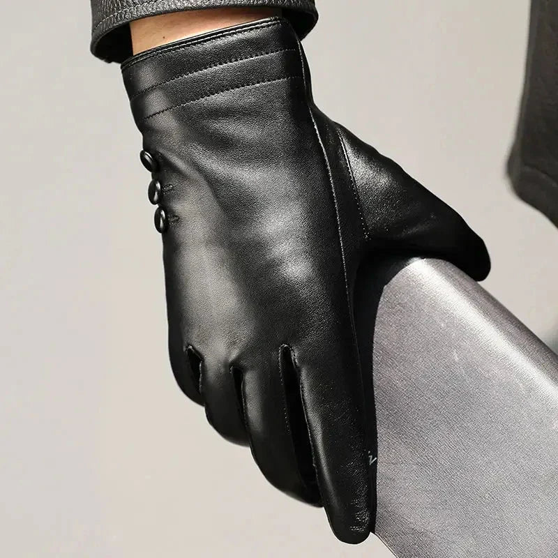 Sheepskin Genuine Leather Men's Gloves Fashion Driving Riding