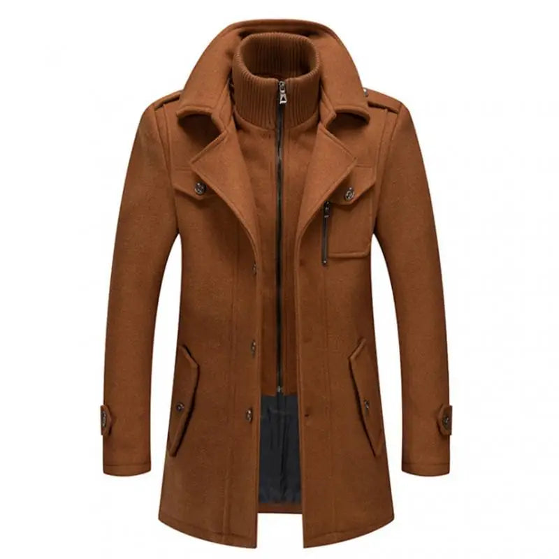 New Winter Wool Coat Men Fashion Double Collar