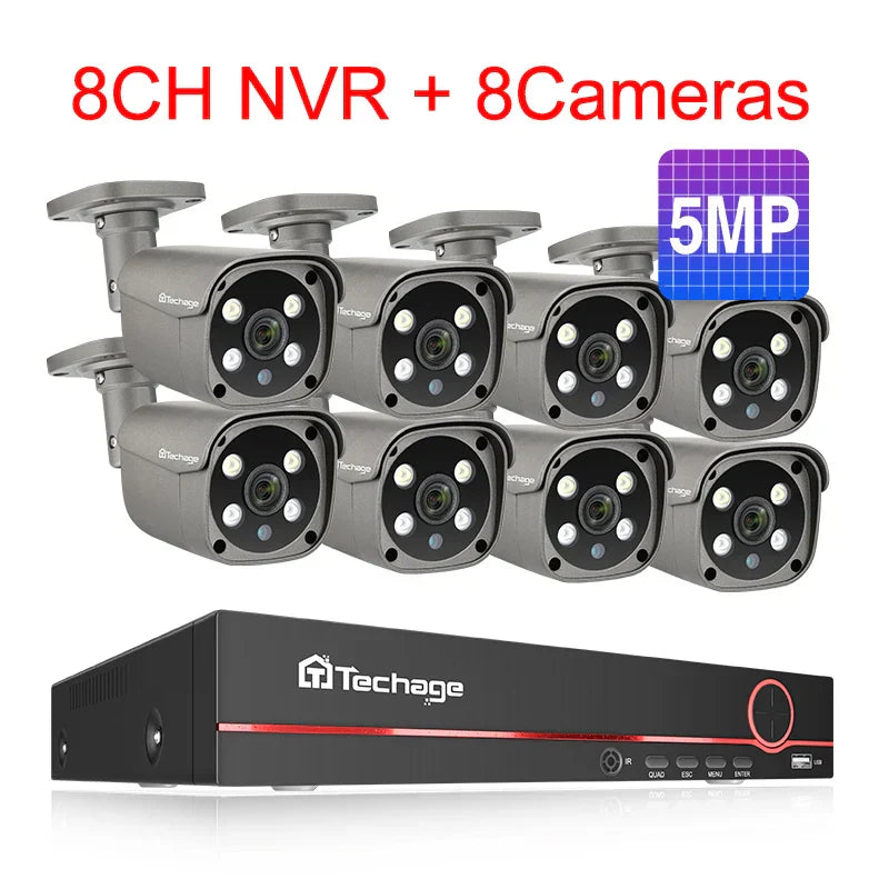 Techage 8CH 5MP 8MP Security Camera System 4K
