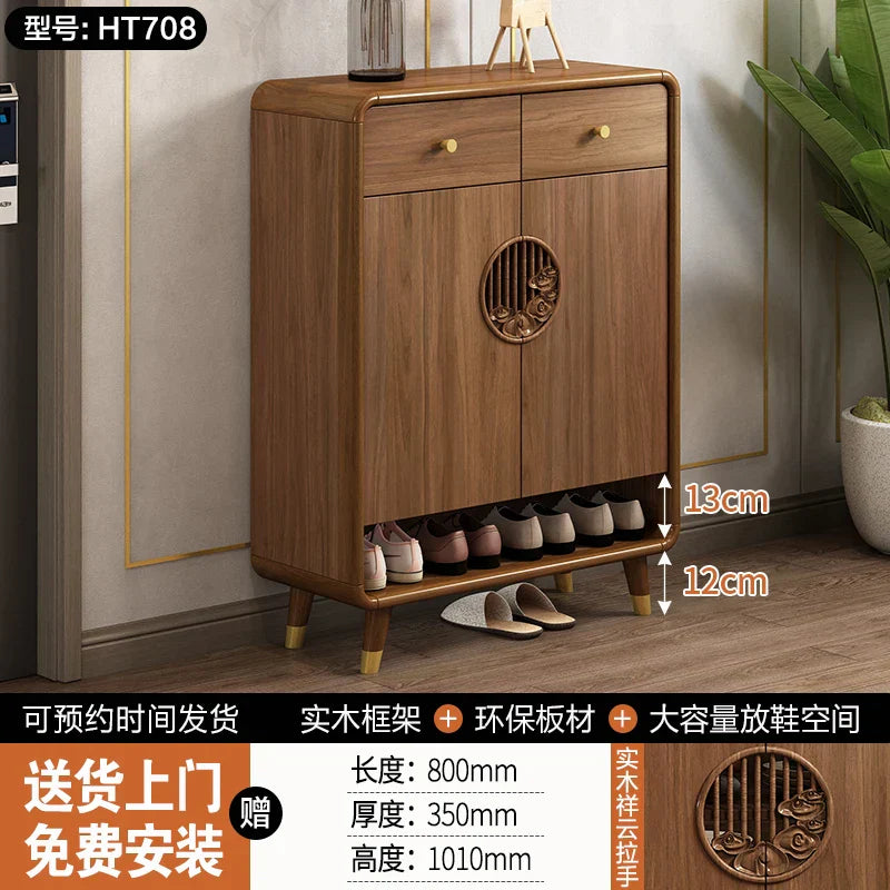 Retro Wood Shoe Cabinet Living Room Designer Space